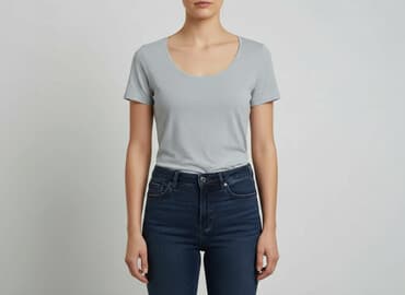 bluzki z dekoltem v na plecach: Basic, T-shirt damski, rozmiar M — 1