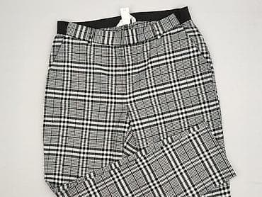 Damskie spodnie w kratę – czarno-białe, fason cygaretki - Wzór