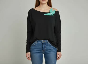 czarne bluzki basic z długim rękawem: Bluzka damska, rozmiar S — 1