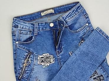 botki na platformie zara: DENIM JEANS, Jeansy damskie, rozmiar S — 1