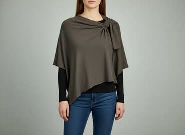 sweter z kaszmiru c a: Ponczo damskie, rozmiar One size — 6