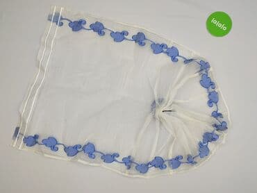 Dekoracje do domu: Biała, półprzezroczysta zasłona/woal dekoracyjny z niebieskimi — 3