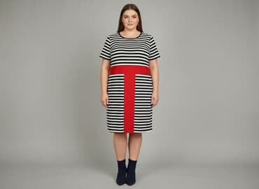 sukienka w kolorowe paski pionowe: Sukienka damska, rozmiar 5XL — 6