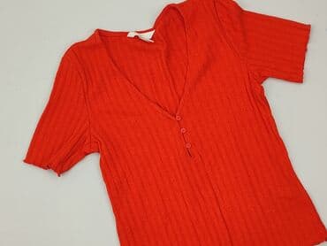 czerwona bluzki z dekoltem v: H&M, T-shirt damski, rozmiar S — 2