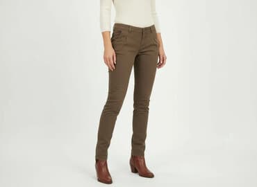 czerwone chinosy damskie: Spodnie materiałowe damskie, rozmiar L — 7