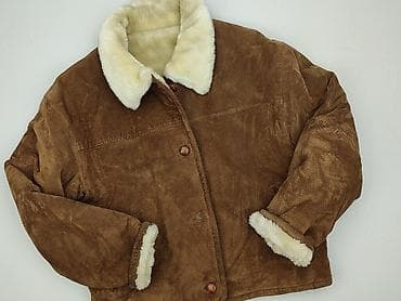 leather: Męska kurtka zimowa typu shearling - Kolor: ciepły brąz - Materiał — 1