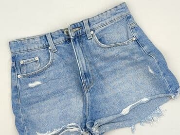 krótkie jeansowe spodenki z wysokim stanem podarte: Denim, Szorty damskie, rozmiar S — 1