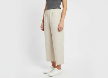 joggery beżowe damskie: H&M, Spodnie materiałowe damskie, rozmiar M — 6