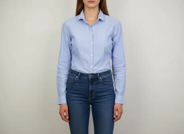 niebieska bluzki koszulowe: Сорочка жіноча, розмір L — 1