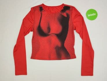 czerwona bluzki z dekoltem v: Top damski, rozmiar S — 3