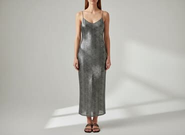 sukienki wieczorowa maxi srebrna: Sukienka damska, rozmiar S — 1