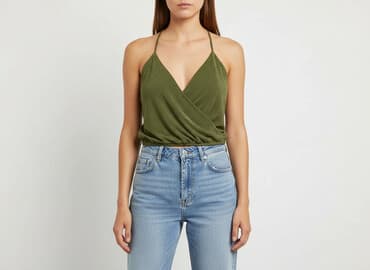 bluzki złotą nitką: Bershka, Top damski, rozmiar S — 7