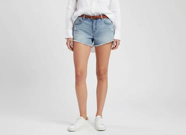 krótkie spodenki z wysokim stanem poszarpane: Szorty damskie, rozmiar M — 6