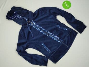 granatowa bluza h m: Velour, Bluza z kapturem damska, rozmiar L — 2