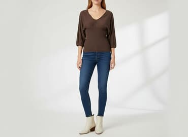 bluzki w serek plus size: Bluzka damska, rozmiar S — 1