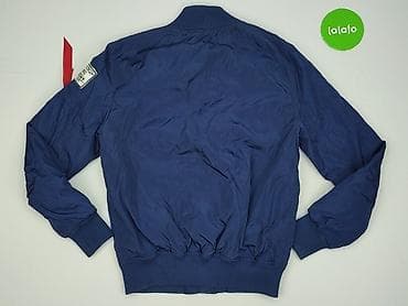 basic apparel kurtki: Męska kurtka bomber MHM - Kolor: granatowy z pomarańczową, pikowaną — 3