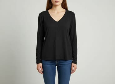 czarne bluzki dekolt v: Bluzka damska, rozmiar S — 6