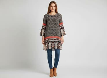 prosta sukienka z bufiastymi rękawami: Women`s dress, size M — 1