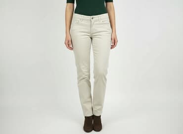 kremowe jeansy damskie: Spodnie materiałowe damskie, rozmiar S — 7