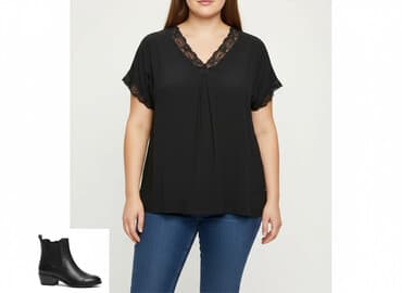 bluzka czarna z dekoltem v: Women's blouse, size 2XL — 1