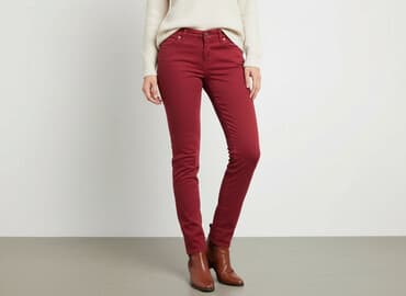 bordowe dżinsy: Tailored, Jeansy damskie, rozmiar M — 6