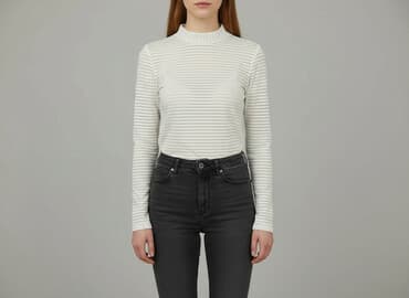 biała bluzka w czarne paski: Women's blouse, size S — 1