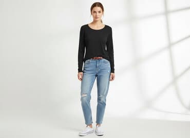 czarne bluzki basic z długim rękawem: Women's blouse, size M — 1