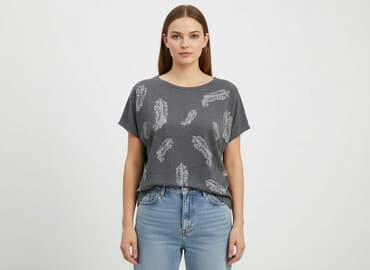 bluzki nietoperz plus size: T-shirt damski, rozmiar M — 6