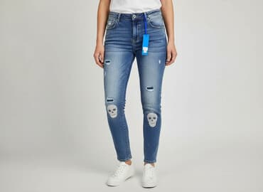 spodnie nabijane ćwiekami: Jeansy damskie, rozmiar S — 8