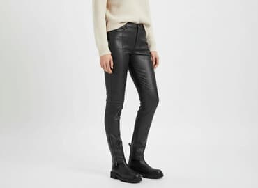 spodnie ze sztucznej skóry h m: H&M Divided, Spodnie materiałowe damskie, rozmiar L — 7