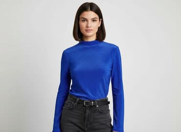 bluzki z błyszczącą nitką: Sinsay, Top damski, rozmiar M — 7