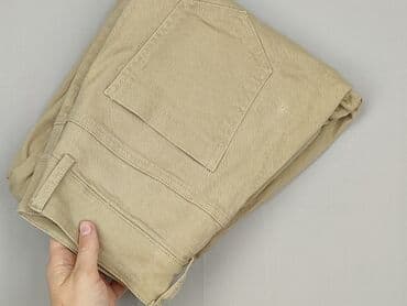 zara spodnie beżowe z wysokim stanem: Material trousers for women, size S — 6
