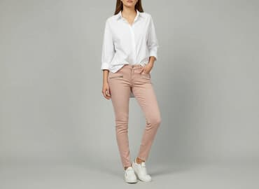 srebrne spodnie mohito: Mohito, Material trousers for women, size S — 1