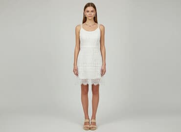 białe krótkie legginsy pod sukienkę: Divided, Sukienka damska, rozmiar M — 7