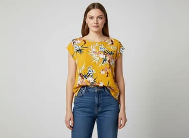 żółte bluzki z krótkim rękawem: ONLY, Bluzka damska, rozmiar M — 7