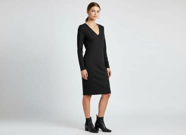 czarna sukienka z długim rękawem sinsay: Sinsay, Sukienka damska, rozmiar XS — 6