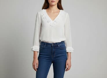 bluzka z tiulowymi bufkami: Bluzka damska, rozmiar S — 1