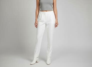 białe spodnie na wesele: Spodnie materiałowe damskie, rozmiar L — 5