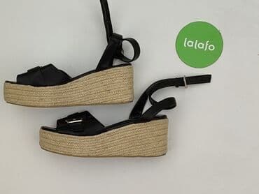 sandały na koturnie z pomponami: Sandały damskie, rozmiar 38 — 2