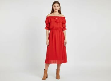 czerwona sukienki midi: Sukienka damska, rozmiar S — 1