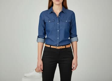 kurtka jeansowa khaki damska: Koszula damska, rozmiar S — 8