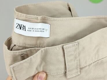 zara spodnie beżowe z wysokim stanem: Zara, Material trousers for women, size 2XS — 4