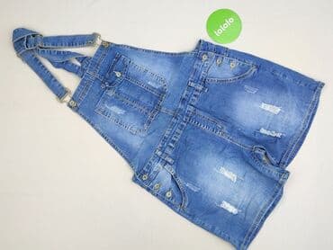 spodnie nabijane ćwiekami: Denim, Ogrodniczki damskie, S — 2