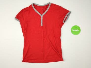 czerwona bluzki z dekoltem v: FSBN, T-shirt damski, rozmiar S — 3