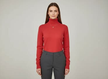 piękne czerwone sukienki na wesele: Golf damski, rozmiar S — 5