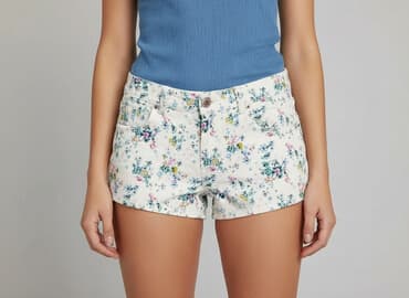 dżinsy reserved z kwiatami: Szorty damskie, rozmiar XS — 8