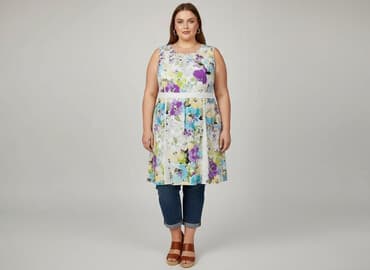 allegro sukienki w kwiaty duże rozmiary: Women`s dress, size 6XL — 1