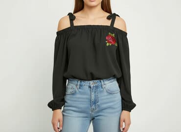 czarne bluzki z haftem: Bluzka damska, rozmiar M — 6