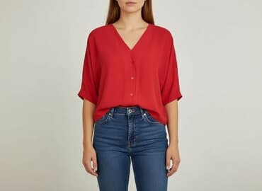 tanie bluzki z krótkim rękawem: Koszula damska, rozmiar XL — 5