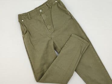 szerokie spodnie khaki: Spodnie materiałowe damskie, L — 1